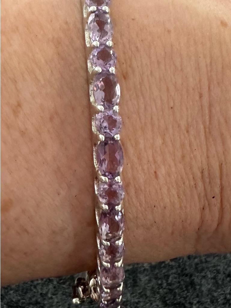 Lavender Amethyst And Sterling Silver Bangle Bracelet - Women's Jewelry
